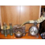 Various collectable including mounted horn, mantel