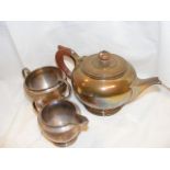 A silver three piece tea set - 26 ounces all in