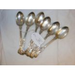 A set of six silver Kings pattern dessert spoons -