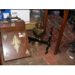 An old coal scuttle, rug etc