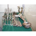 A selection of silver plated ware, together with s