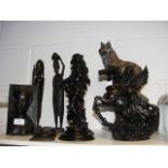 Carved African figures etc