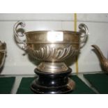 A two handled silver trophy with Birmingham hallma