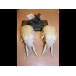 A pair of Victorian 12cm long carved ivory elephan