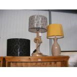 An unusual 'rope' table lamp together with one oth