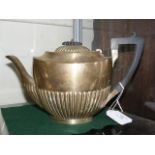 A silver tea pot with fluted design and Chester ha