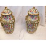 A pair of 19th century Chinese Famille Verte vases