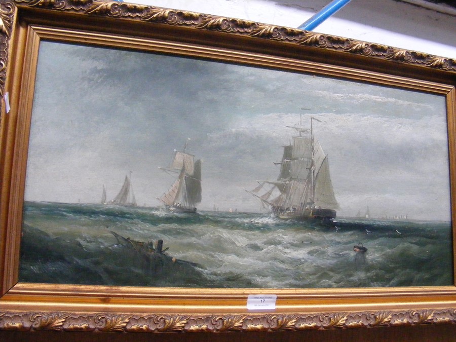 WILLIAM KNELL - oil on board of three masted vesse - Image 3 of 14