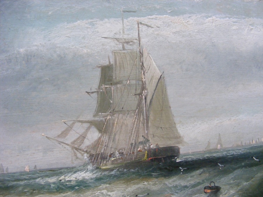 WILLIAM KNELL - oil on board of three masted vesse - Image 4 of 14