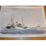 M G PEARSON - original watercolour of North Sea Tr