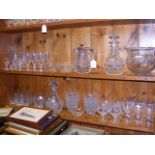 A selection of cut glass ware including decanter,