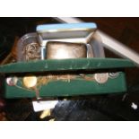 A silver cigarette case, gold cufflinks, pendants