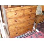 A 19th century mahogany chest of two short and thr