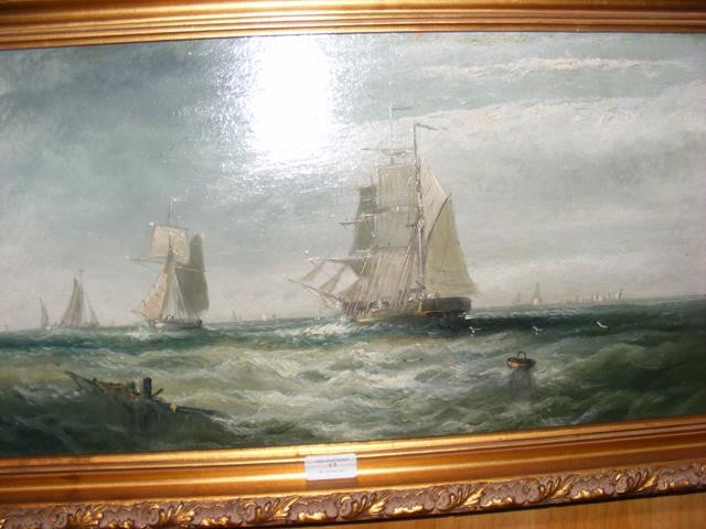 WILLIAM KNELL - oil on board of three masted vesse