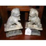 A pair of carved soapstone Dogs of Fo - 17cms high