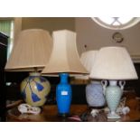 Four various table lamps