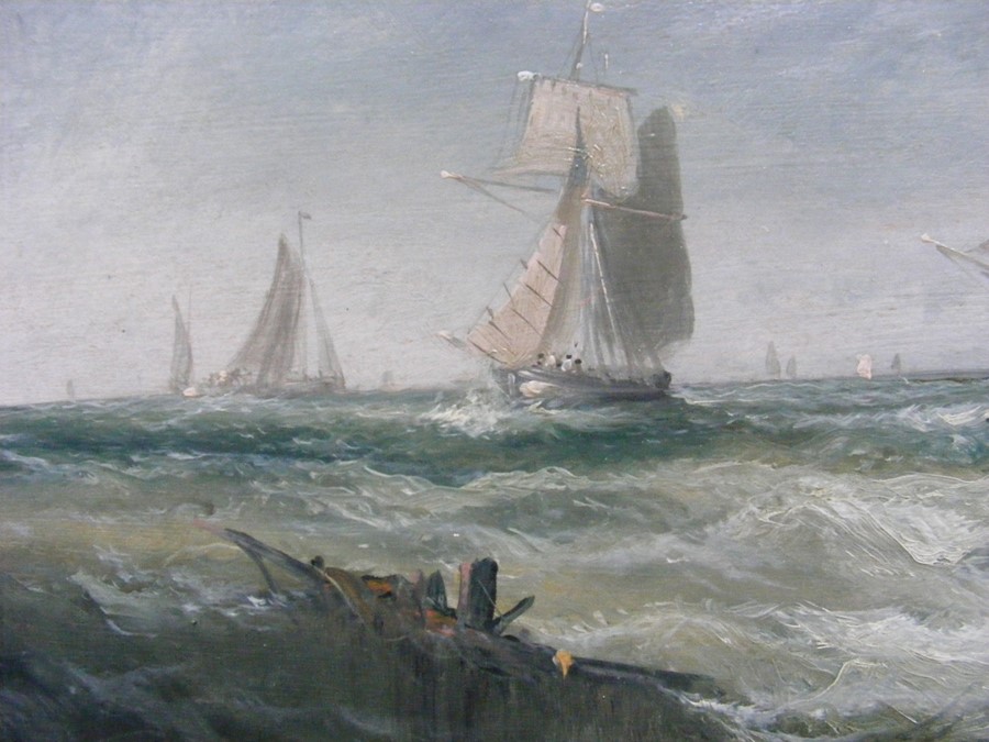 WILLIAM KNELL - oil on board of three masted vesse - Image 5 of 14