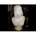 An antique marble bust of Victorian lady, the reve