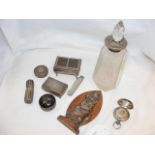 A silver Sovereign case, pill box etc