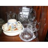 A large cut glass jug etc