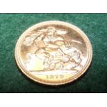 A 1979 gold sovereign coin