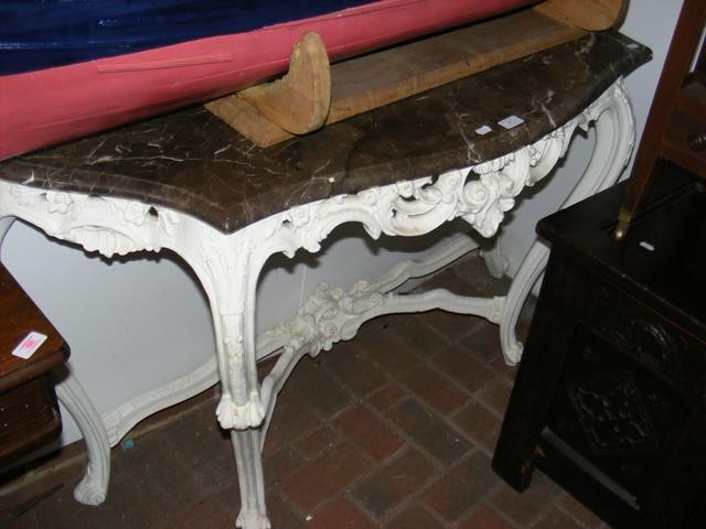 A decorative cream painted marble top hall stand