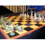 An unusual Bonchurch Pottery chess set