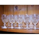 A set of ten Waterford crystal wine glasses