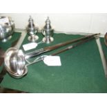 A silver toddy ladle with horn handle together wit