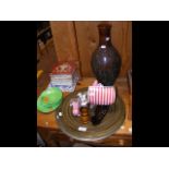 Various collectables including tiles, vase etc