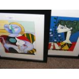 Three Picasso style original paintings by Lee Wray