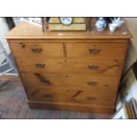 A Victorian pine chest of two short and three long