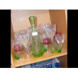 Various cut glass wine goblets, sherry glasses and