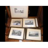 A series of framed engravings - the majority depic