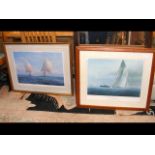 Two framed sailing theme pictures - including a si