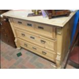 A Victorian pine three drawer chest