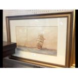GEORGE GREGORY - watercolour of ships in rough sea