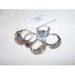 Five ladies dress rings set with semi-precious sto