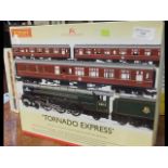 A boxed Hornby Tornado Express train set