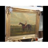 A Victorian oil on canvas portrait of racehorse an