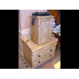 An antique pine chest of drawers and antique pine