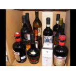 A selection of unopened Port, Whisky and Drambuie
