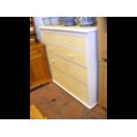 A painted old oak chest of drawers with two short