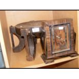 An Art Deco mantel clock, together with a carved w