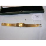 An elegant ladies 750 marked gold wrist watch by P