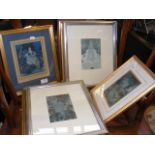 An assortment of framed pictures including Cindere