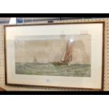GEORGE GREGORY - watercolour of fishing boat in ro