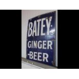 A vintage enamel sign - Baty's Ginger Beer - 78cm