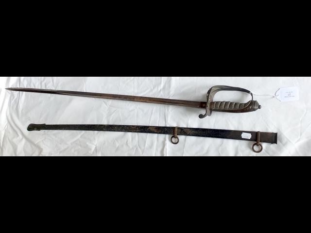 An antique military sword with metal scabbard - 10