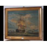 SALVATORE - oil on canvas of English three masted